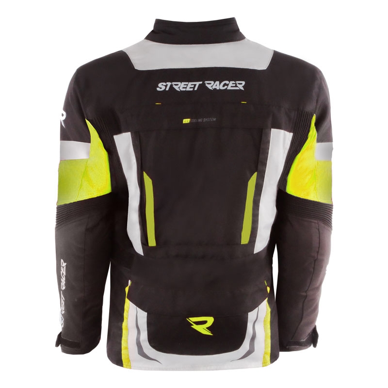 Street Racer Hilax melns-pelēks-fluo dzeltens motocikla jaka
