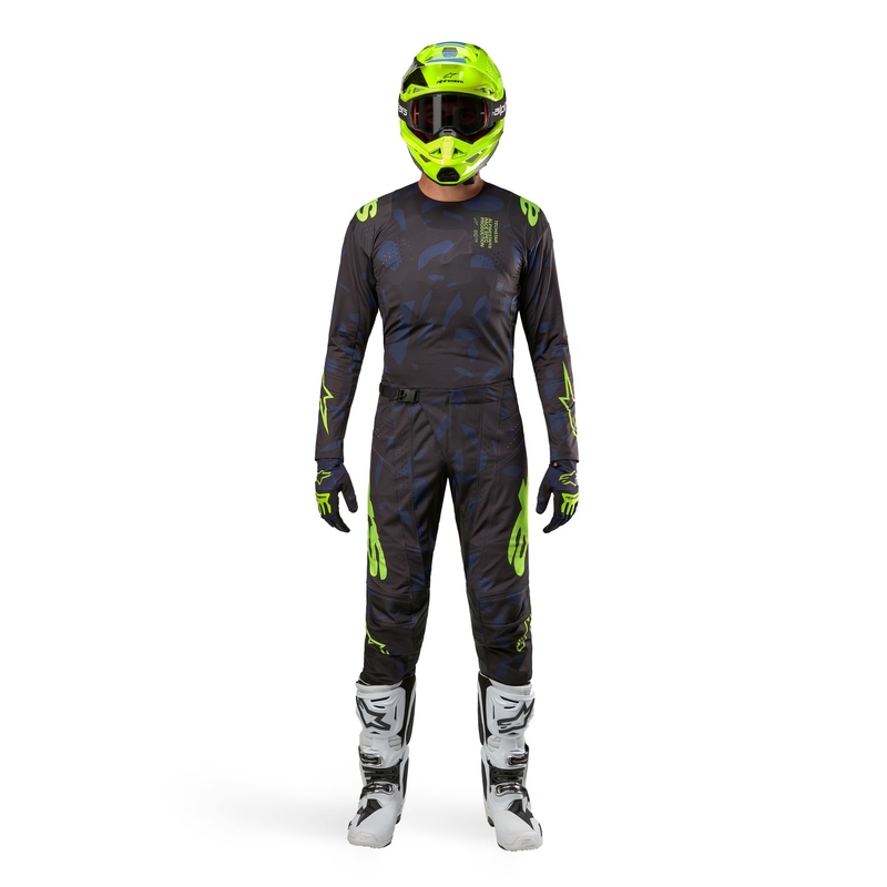 Alpinestars Techstar Rantera motokrosa bikses Black-Blue-Fluo Yellow