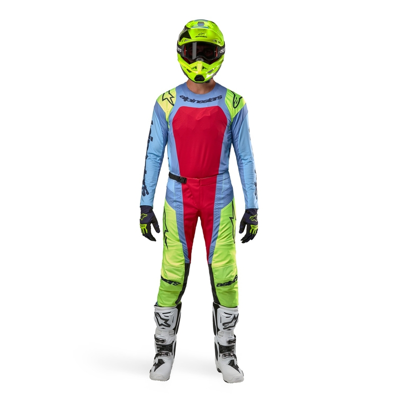 Alpinestars Techstar Ocuri motokrosa bikses Light Blue-Fluo Yellow-Red