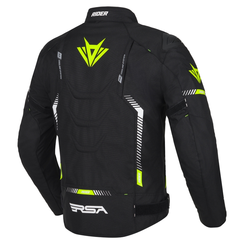 Motocikla jaka RSA Rider melns-balts-fluo dzeltens