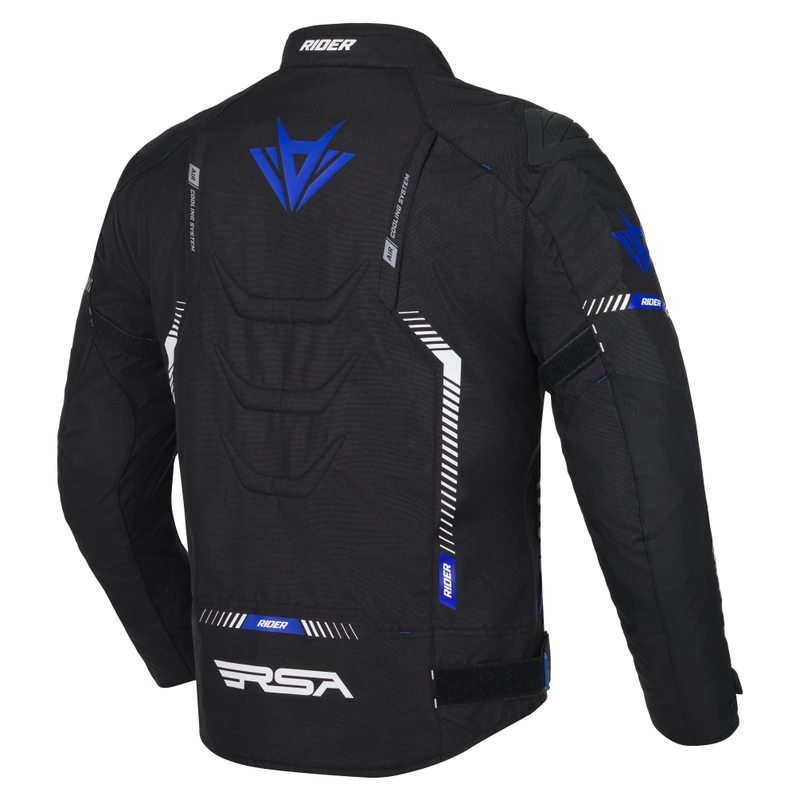Motocikla jaka RSA Rider melns-balts-zils
