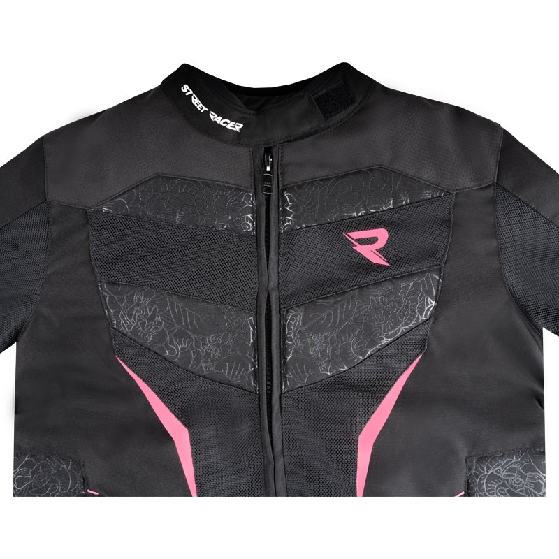 Sieviešu Street Racer Rose Air Black and Pink motocikla jaka
