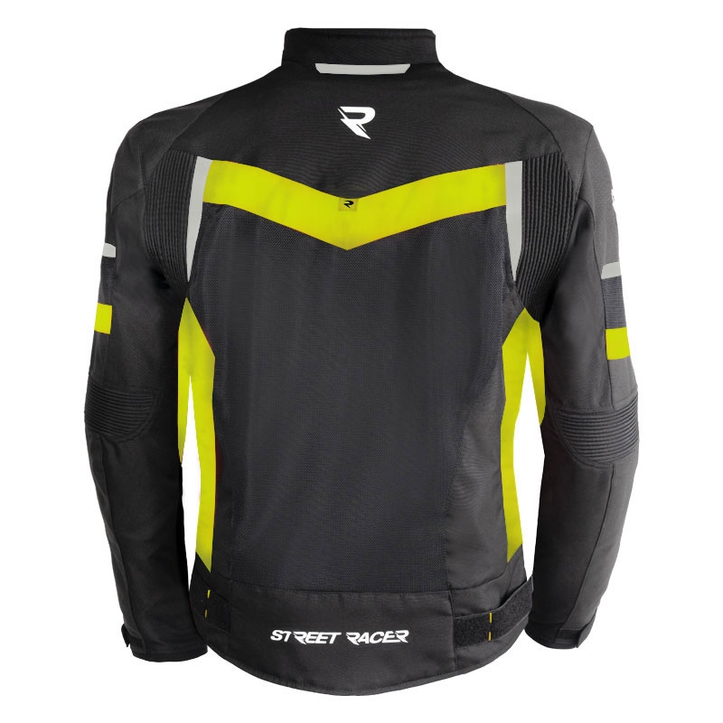 Street Racer Evans Air melnā-fluo dzeltenā motocikla jaka