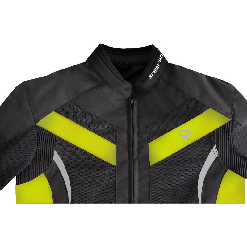 Street Racer Evans Air melnā-fluo dzeltenā motocikla jaka