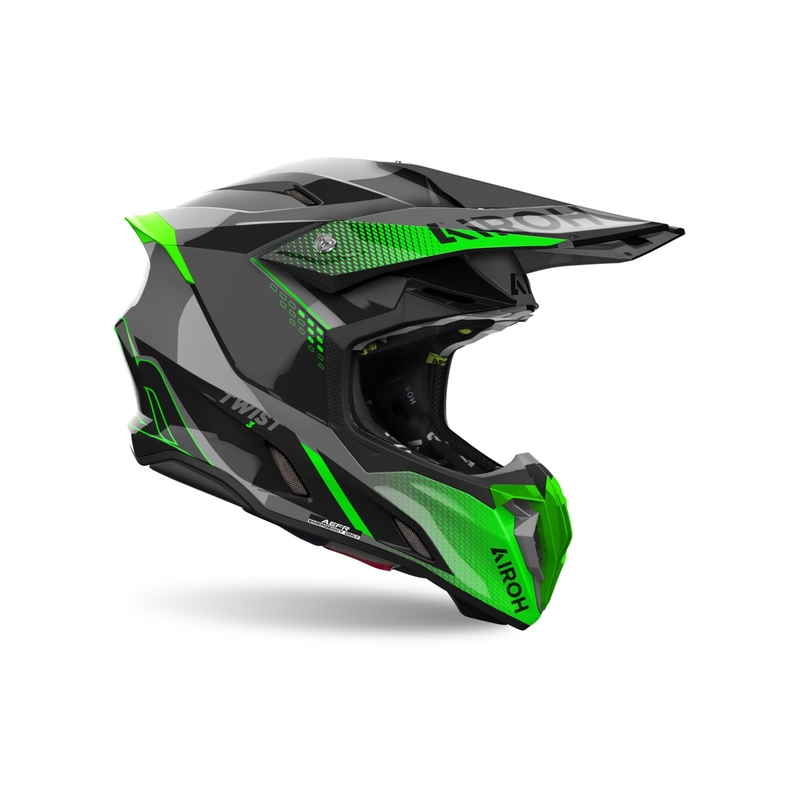Motokrosa ķivere Airoh Twist 3 Shard spīdīgi zaļa