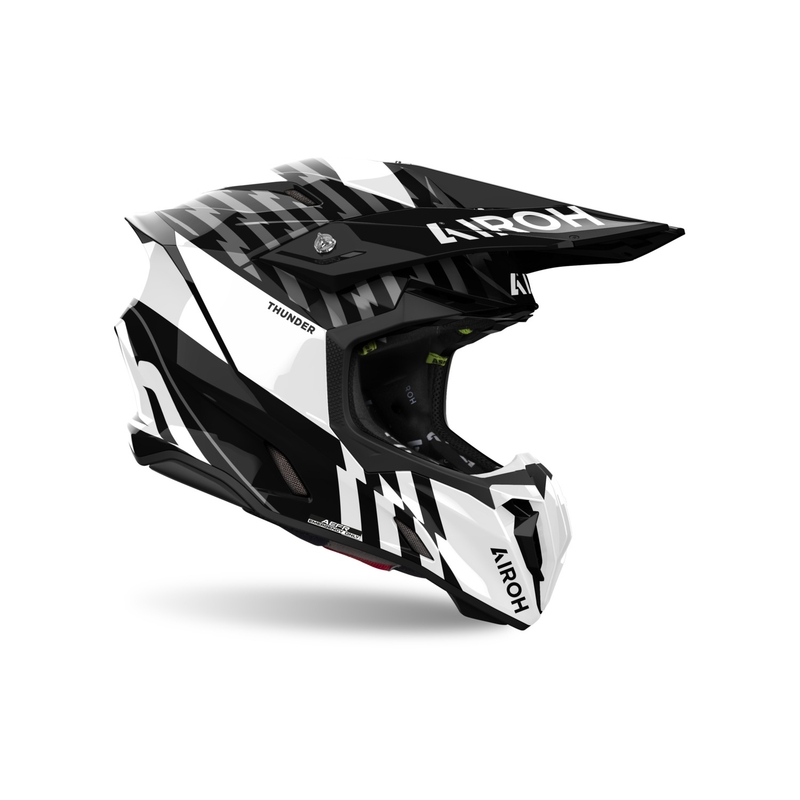 Motokrosa ķivere Airoh Twist 3 Thunder spīdīga melna un balta