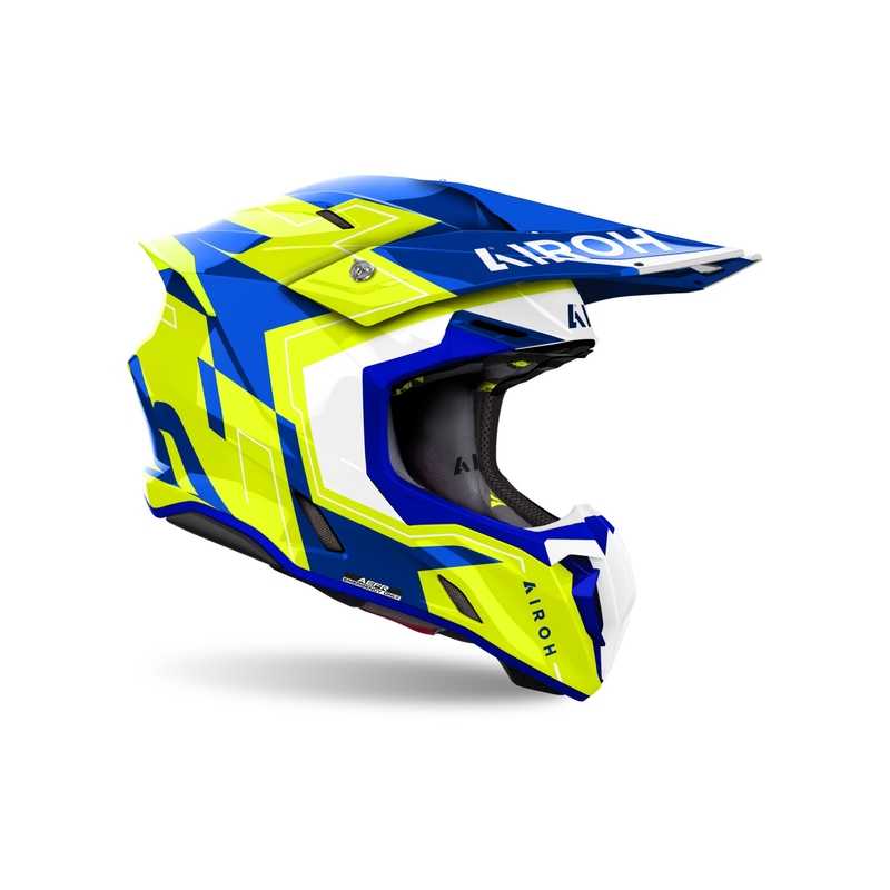 Motokrosa ķivere Airoh Twist 3 Dizzy spīdīga zili dzeltena