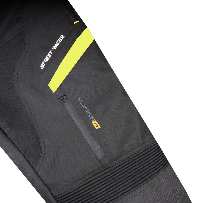 Sieviešu Street Racer Vix Black-Fluo Yellow motocikla bikses