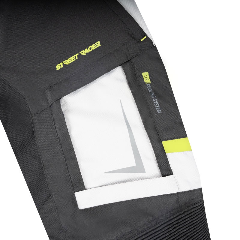 Sieviešu Street Racer Hilax Black-Gray-Fluo Yellow motocikla bikses