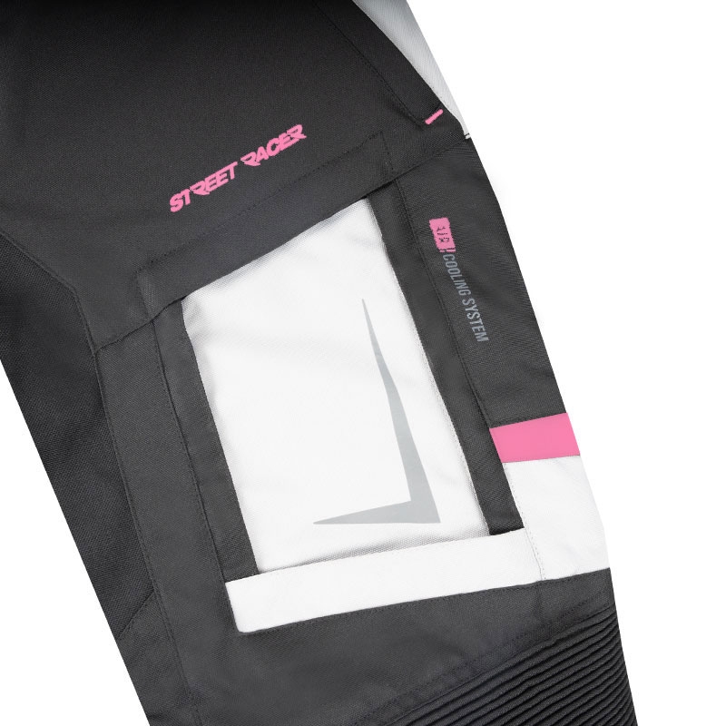 Sieviešu Street Racer Hilax Black-Grey-Pink Motocikla bikses sievietēm