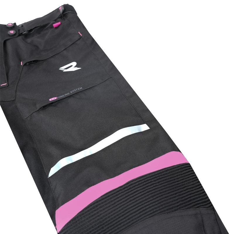 Sieviešu Street Racer Betty II melnas un rozā motocikla bikses