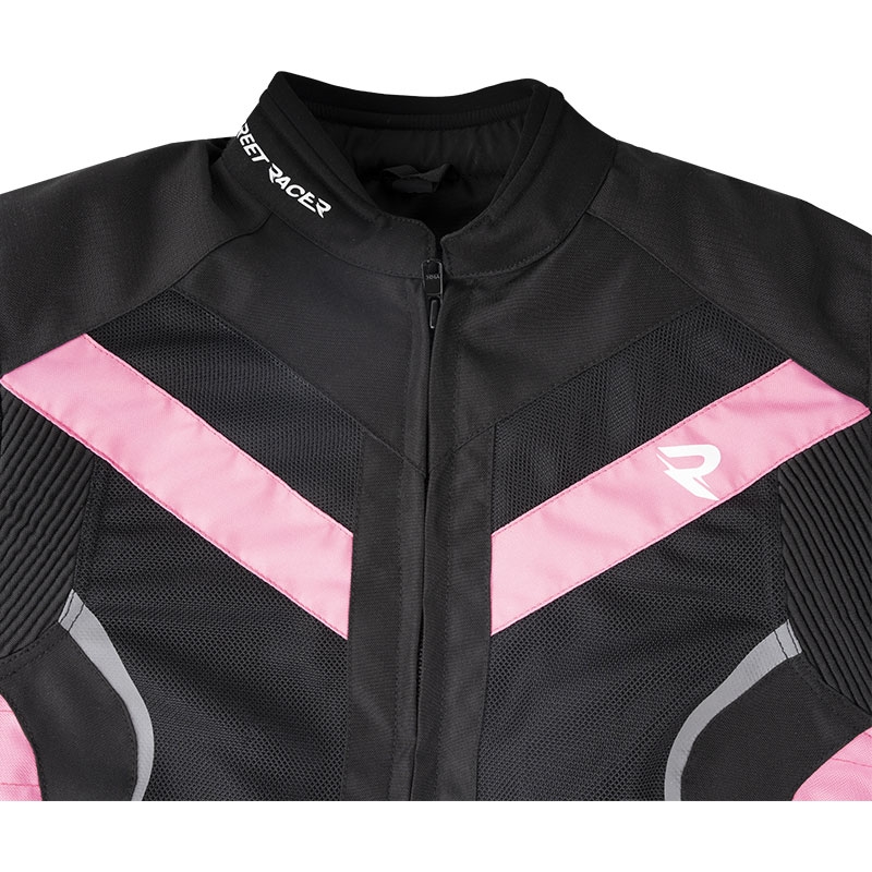 Sieviešu Street Racer Betty II Air Black and Pink motocikla jaka