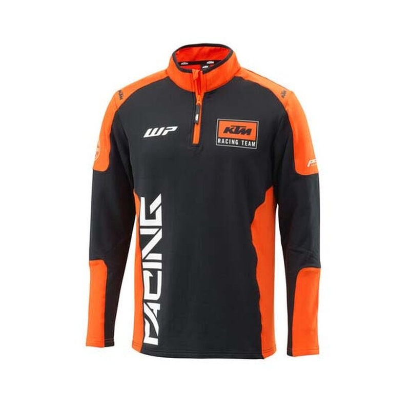 Mikina ar kapuci KTM Team Halfzip melna-oranža