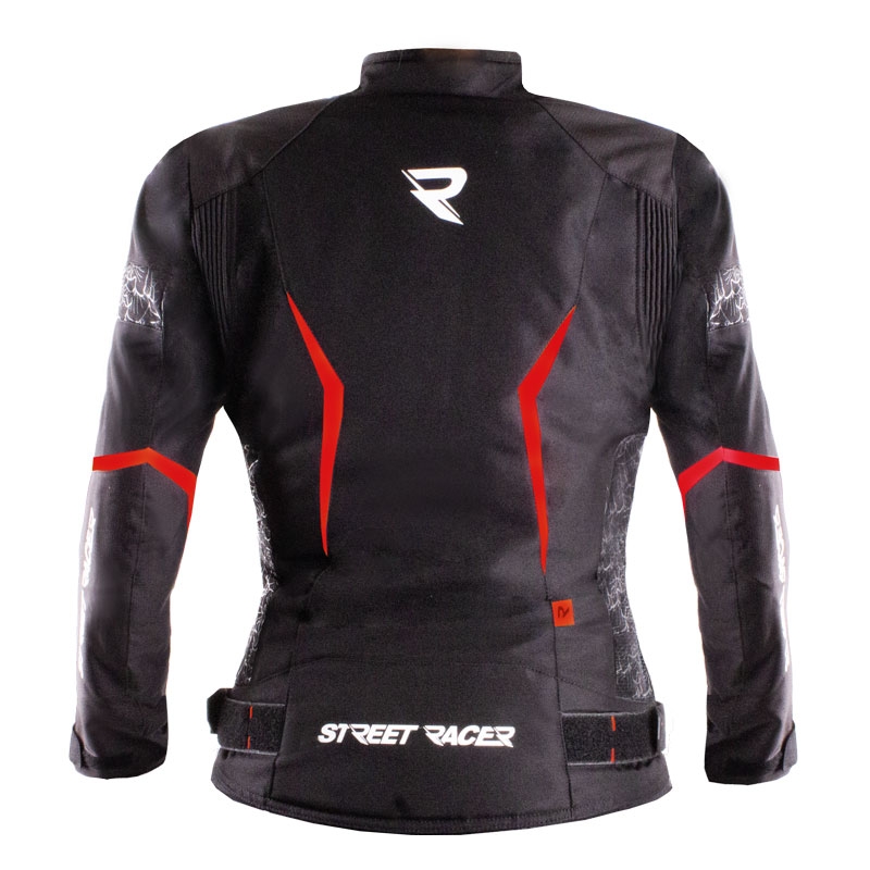 Sieviešu Street Racer Rose Air melnā un sarkanā motocikla jaka