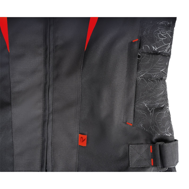 Sieviešu Street Racer Rose Air melnā un sarkanā motocikla jaka