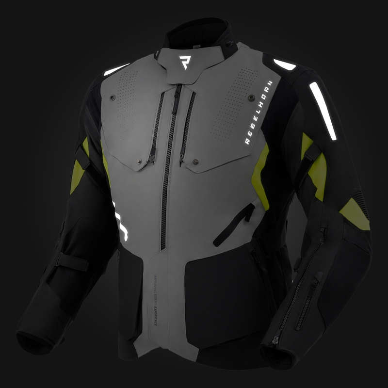 Rebelhorn Hiker IV melns-pelēks-fluo dzeltens motocikla jaka