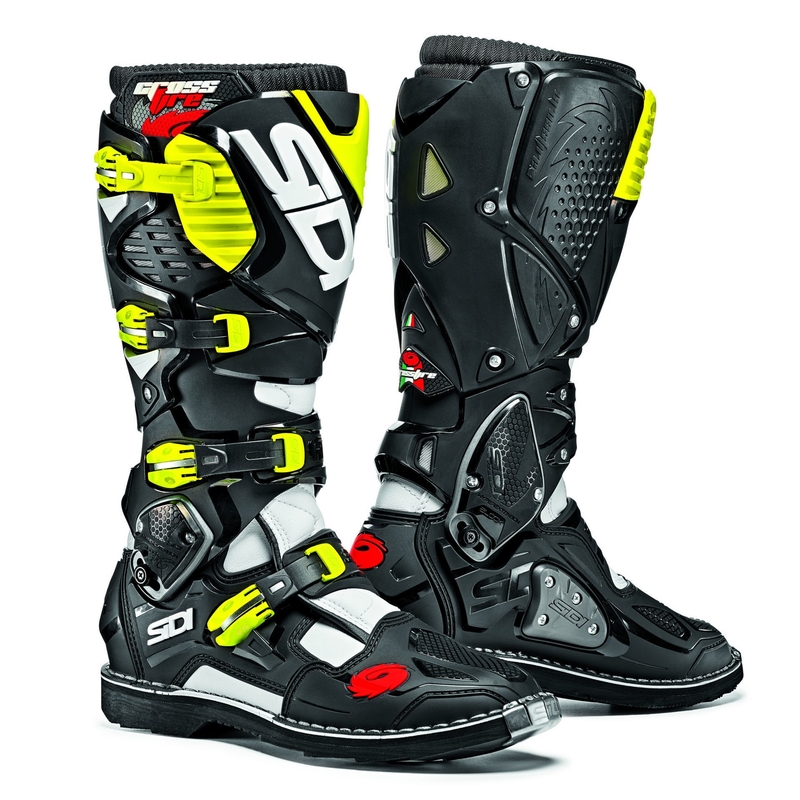 Motocikla zābaki SIDI CROSSFIRE 3 white-black-fluo yellow