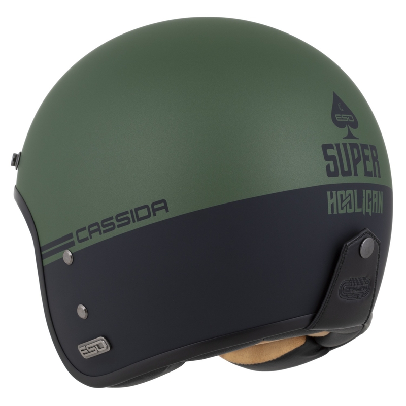 Atvērt ķivere Cassida Ace Super Hooligan melna matēta metāliski zaļa