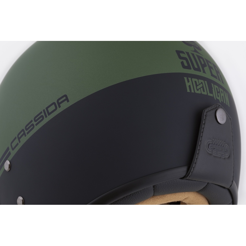 Atvērt ķivere Cassida Ace Super Hooligan melna matēta metāliski zaļa