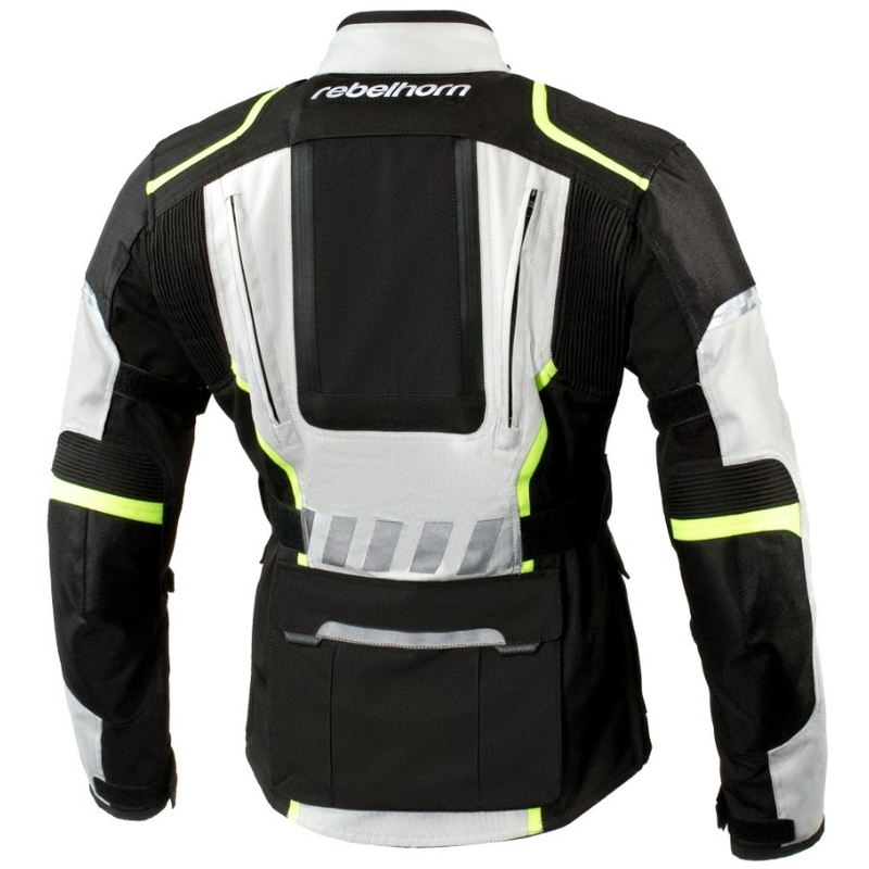 Dámská moto bunda Rebelhorn Hiker II černo-šedo-fluo žlutá výprodej