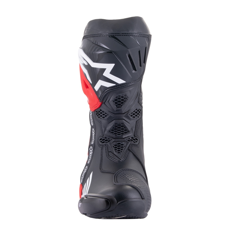 Alpinestars Supertech R Honda melni-sarkani fluo-zili-balti motociklu zābaki