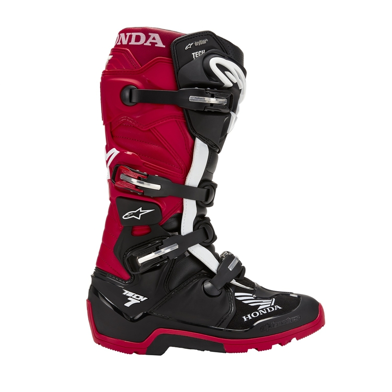 Alpinestars Tech 7 Enduro Drystar Honda melni un sarkani motociklu zābaki