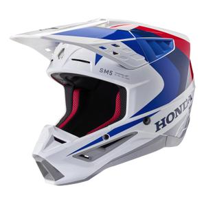 Alpinestars S-M5 Honda motokrosa ķivere balta-zilā-sarkana
