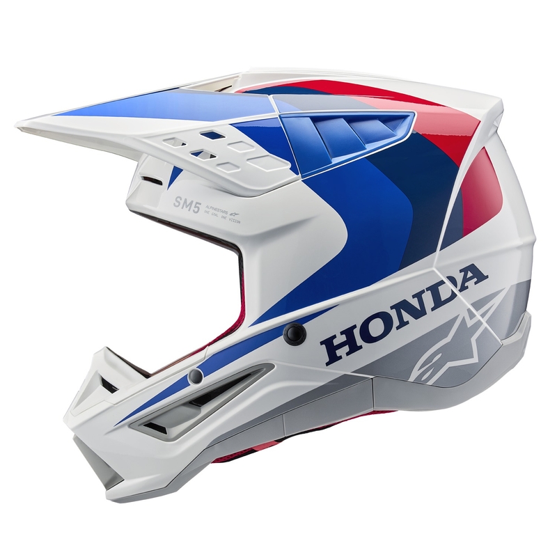 Alpinestars S-M5 Honda motokrosa ķivere balta-zilā-sarkana