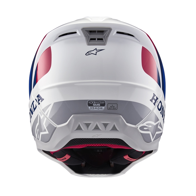 Alpinestars S-M5 Honda motokrosa ķivere balta-zilā-sarkana