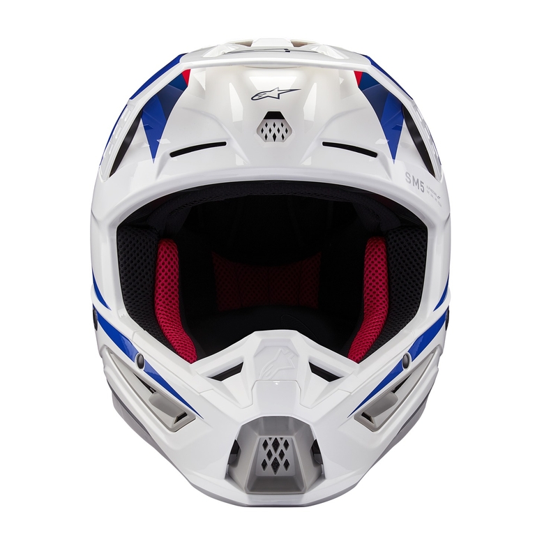 Alpinestars S-M5 Honda motokrosa ķivere balta-zilā-sarkana