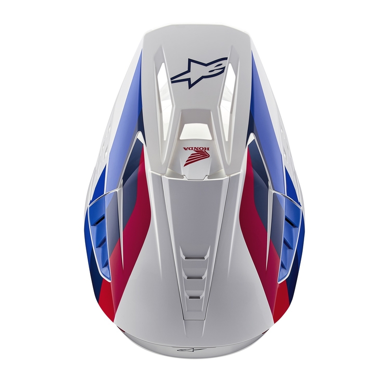 Alpinestars S-M5 Honda motokrosa ķivere balta-zilā-sarkana