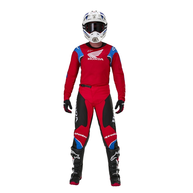 Alpinestars Racer Iconic Honda kolekcijas sarkan-meln-zila-balts motokrosa krekliņš