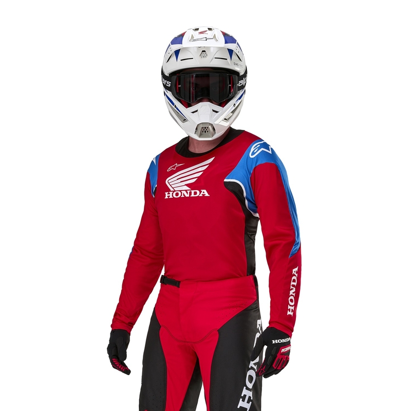 Alpinestars Racer Iconic Honda kolekcijas sarkan-meln-zila-balts motokrosa krekliņš