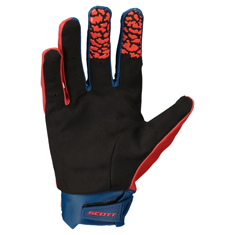 Motokrosa cimdi SCOTT EVO TRACK zili-neona sarkans
