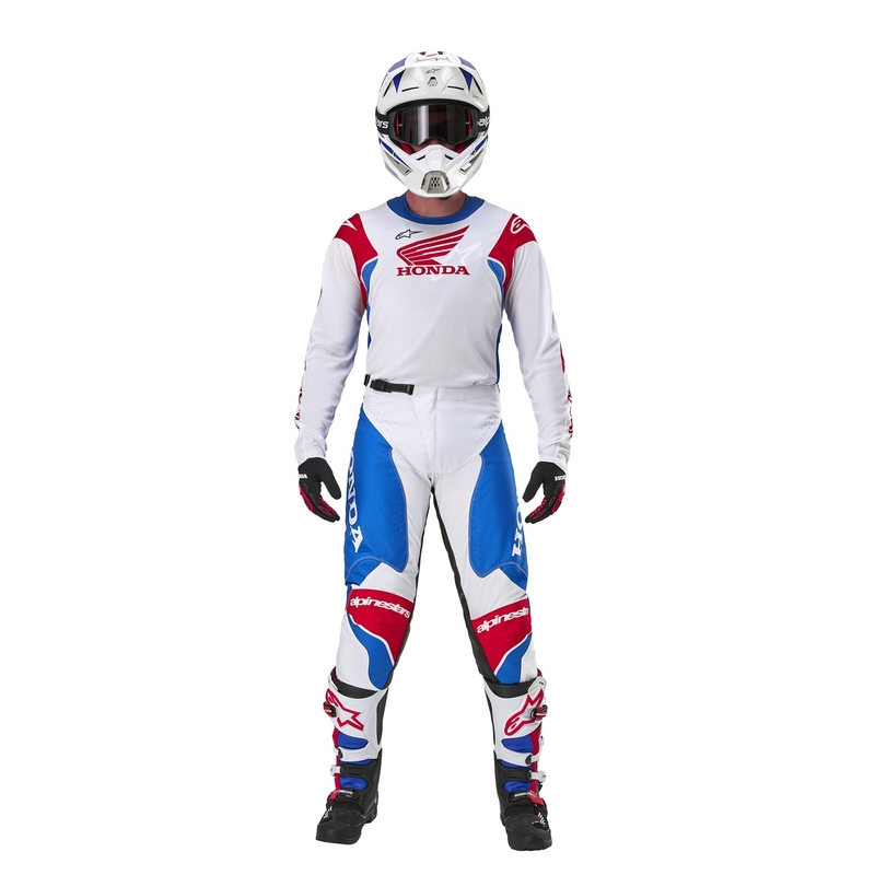 Alpinestars Racer Iconic Honda motokrosa bikses balti-zilas-sarkan-melnas