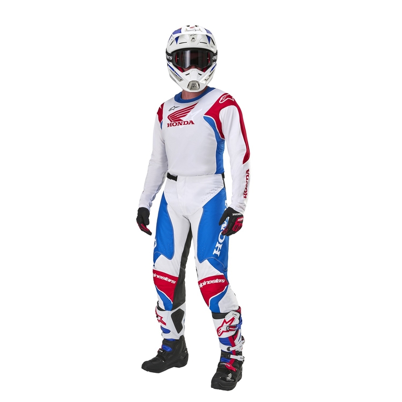 Alpinestars Racer Iconic Honda motokrosa bikses balti-zilas-sarkan-melnas