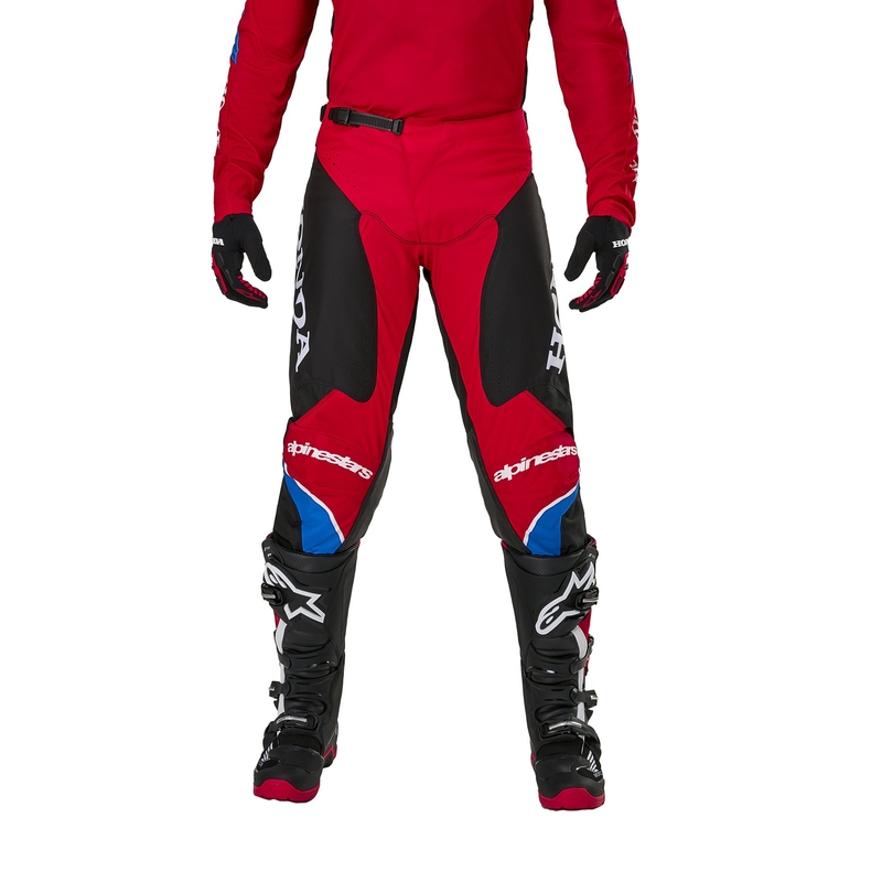 Alpinestars Racer Iconic Honda motokrosa bikses sarkanā-melnā-zilā-baltā kolekcija
