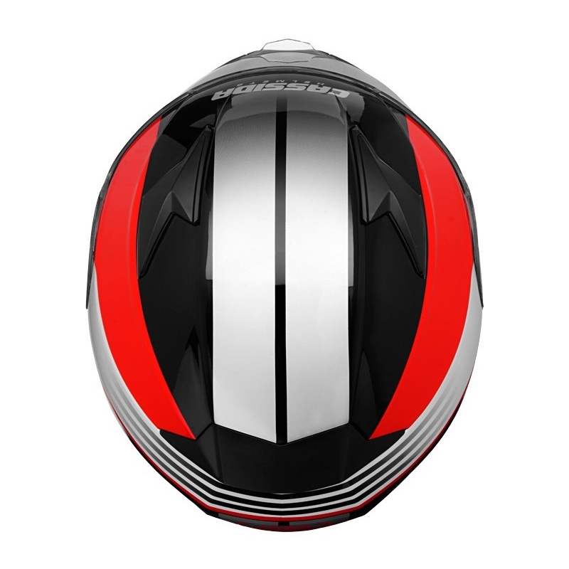 Moto ķivere Cassida Apex Jawa - sarkanā-melnā-pelēkā krāsā