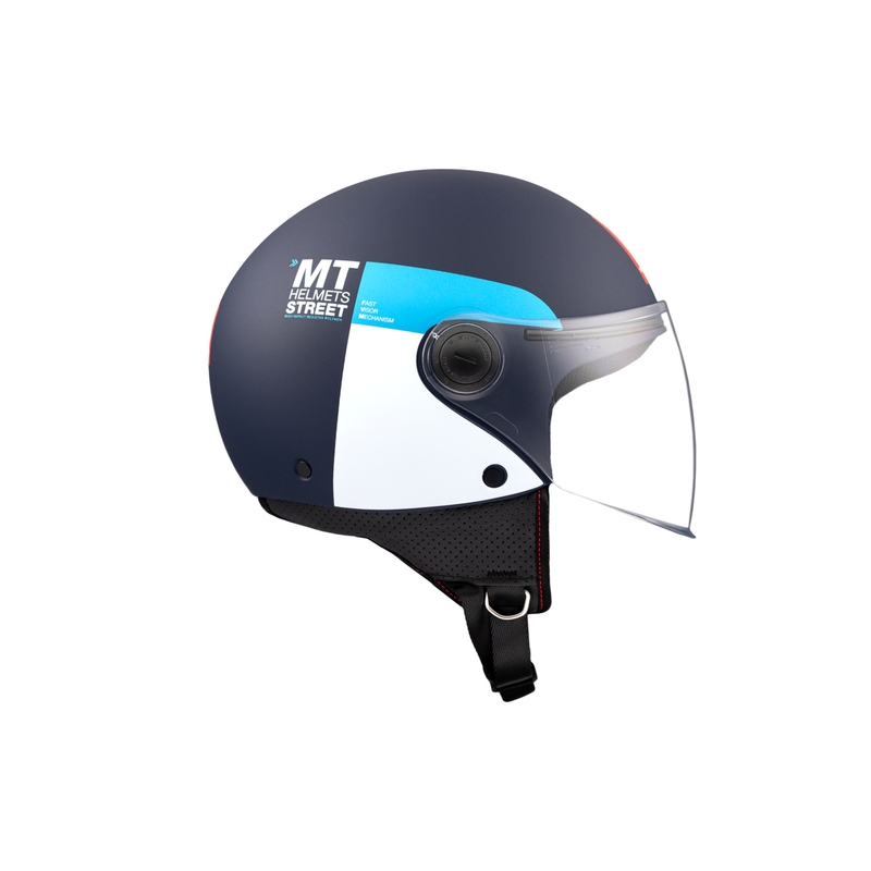 Atvērtā motociklu ķivere MT STREET INBOARD C7 matēta zili balta