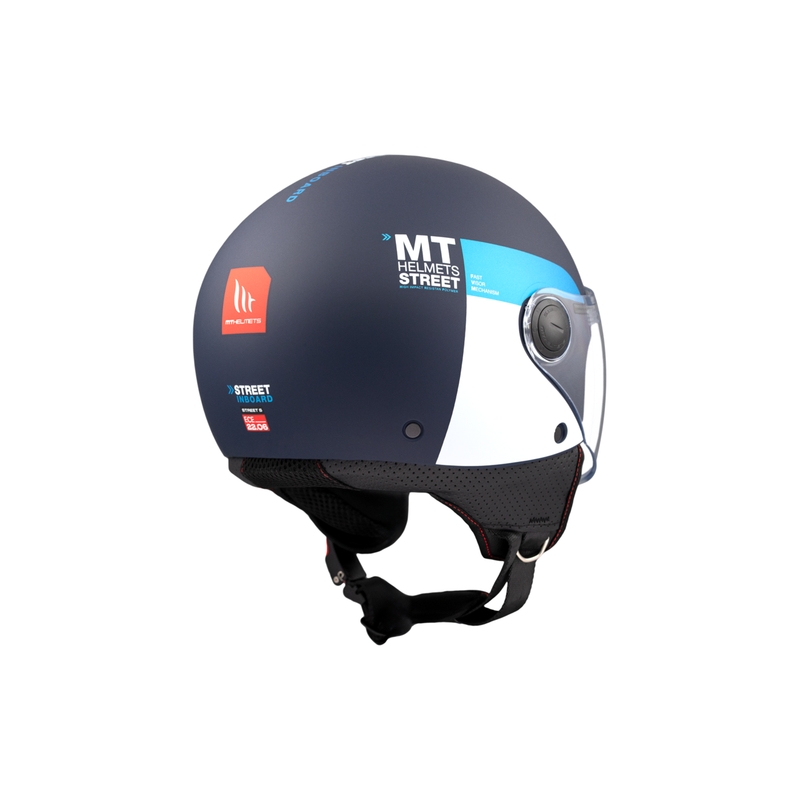 Atvērtā motociklu ķivere MT STREET INBOARD C7 matēta zili balta