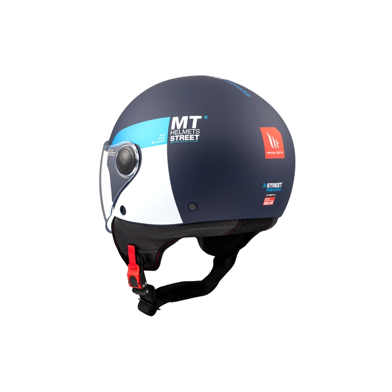 Atvērtā motociklu ķivere MT STREET INBOARD C7 matēta zili balta