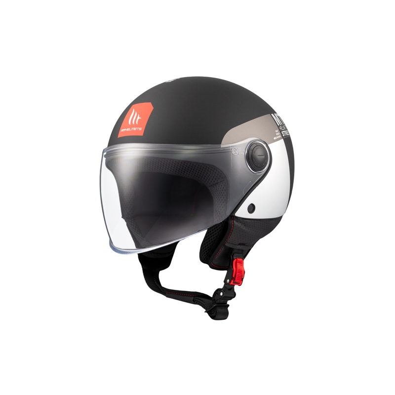 Atvērtā motociklu ķivere MT STREET INBOARD D2 matēts melns-sudrabs