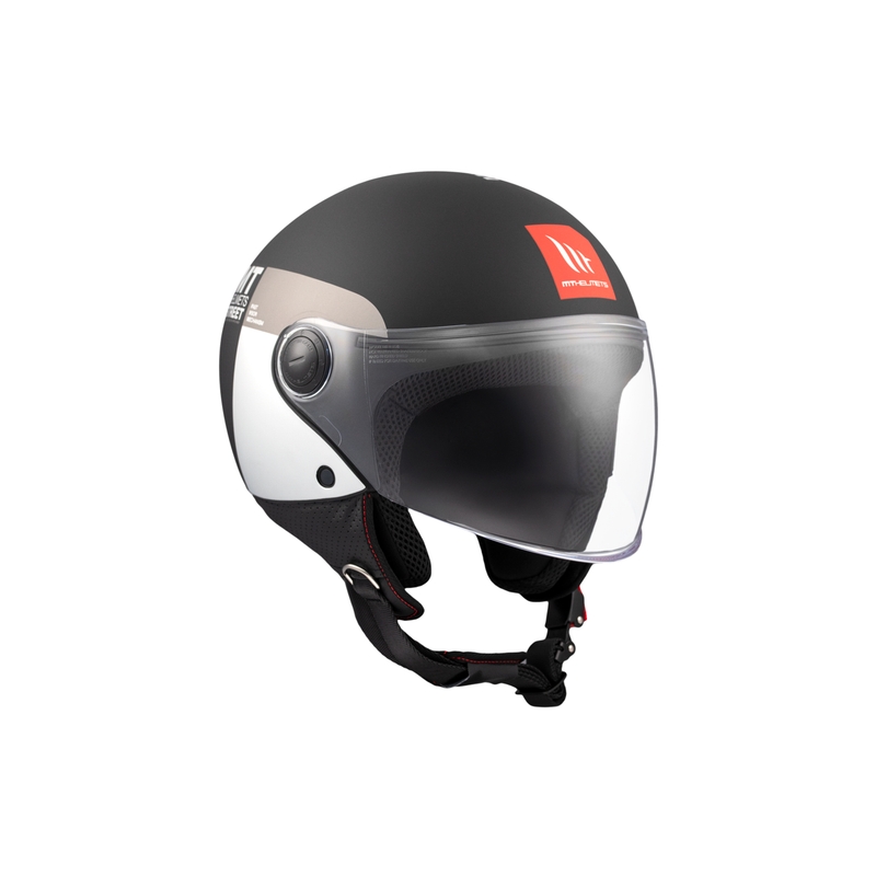 Atvērtā motociklu ķivere MT STREET INBOARD D2 matēts melns-sudrabs