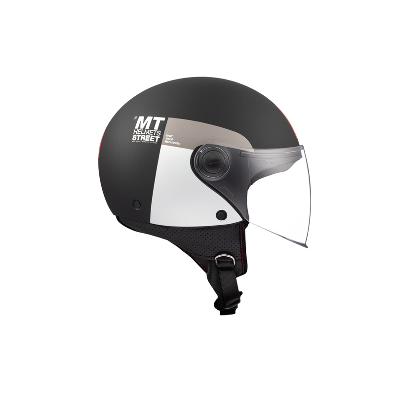 Atvērtā motociklu ķivere MT STREET INBOARD D2 matēts melns-sudrabs