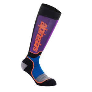 Alpinestars MX Plus melnas-oranžiskas-violetas-zilas-pelēkas zeķes