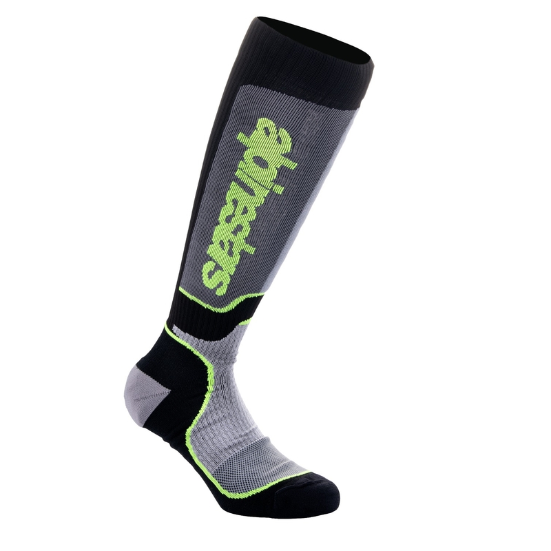 Alpinestars MX Plus melni pelēkas-fluo dzeltenas zeķes