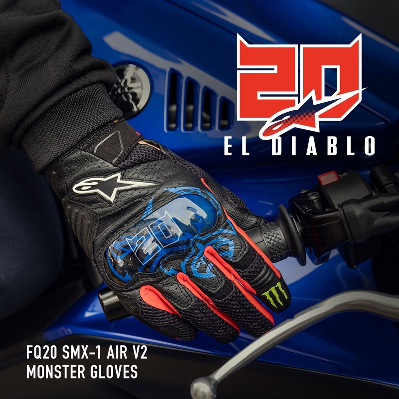 Alpinestars SMX-1 Air 2 Monster FQ20 melni-sarkani-zili-balti-zaļi motocikla cimdi