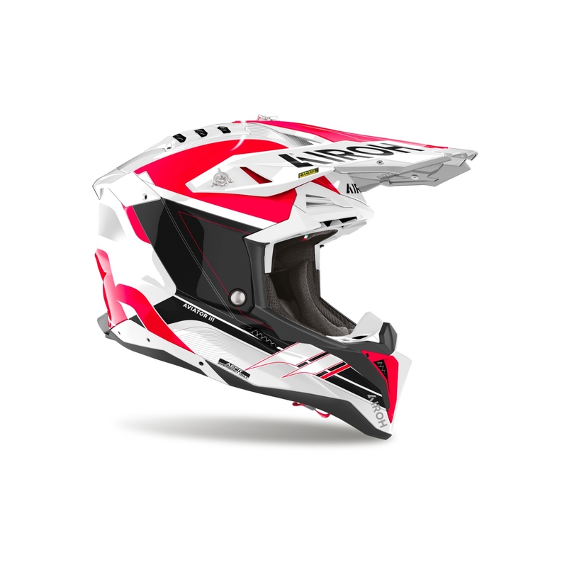 Motokrosa ķivere Airoh Aviator 3 Saber spīdīgi sarkana
