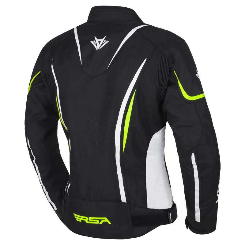 Sieviešu RSA Wasp Black-White-Fluo Yellow motocikla jaka