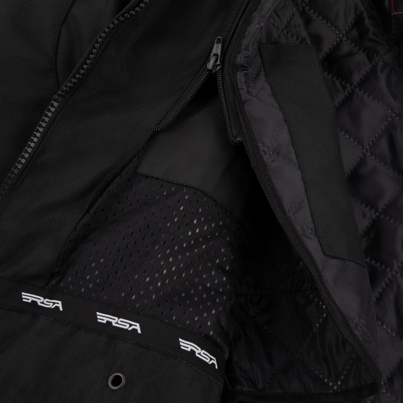 Sieviešu RSA Wasp melnā, baltā un sarkanā motocikla jaka